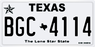 TX license plate BGC4114