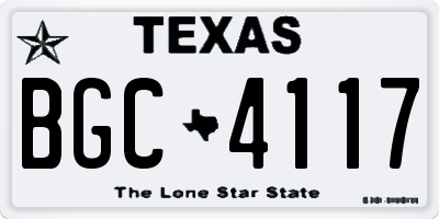 TX license plate BGC4117