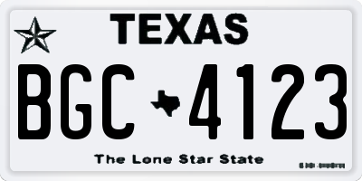 TX license plate BGC4123