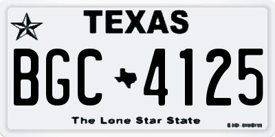 TX license plate BGC4125