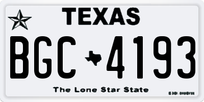 TX license plate BGC4193