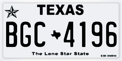 TX license plate BGC4196
