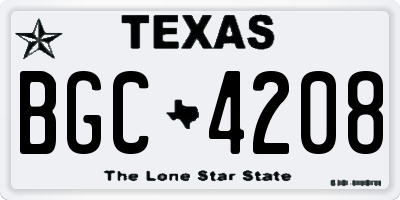 TX license plate BGC4208