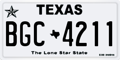 TX license plate BGC4211