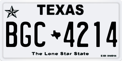 TX license plate BGC4214