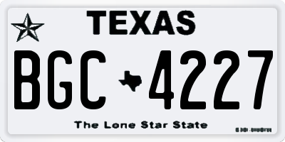 TX license plate BGC4227