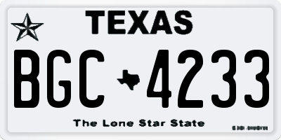 TX license plate BGC4233