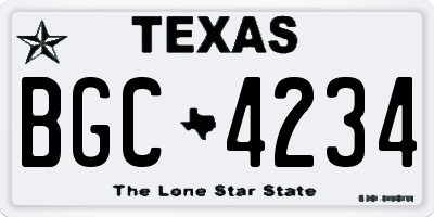 TX license plate BGC4234