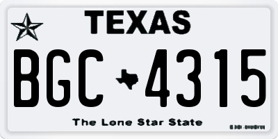 TX license plate BGC4315