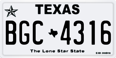 TX license plate BGC4316
