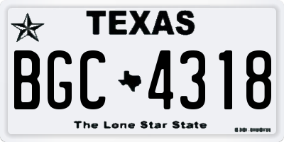 TX license plate BGC4318