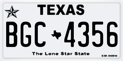 TX license plate BGC4356