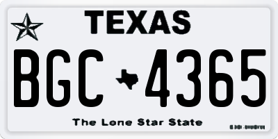 TX license plate BGC4365