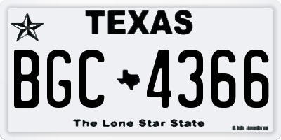 TX license plate BGC4366