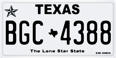 TX license plate BGC4388