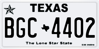 TX license plate BGC4402