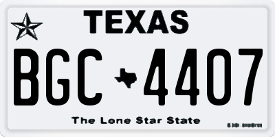 TX license plate BGC4407