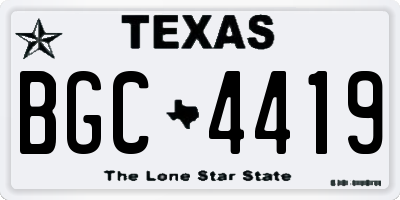 TX license plate BGC4419