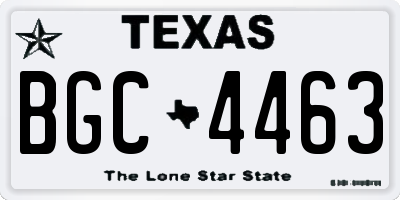 TX license plate BGC4463