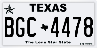TX license plate BGC4478