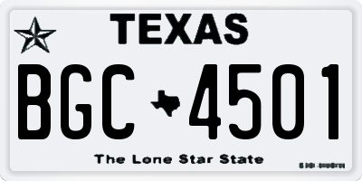 TX license plate BGC4501