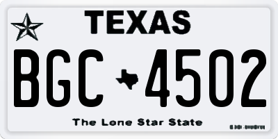 TX license plate BGC4502