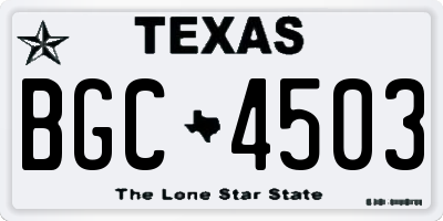 TX license plate BGC4503