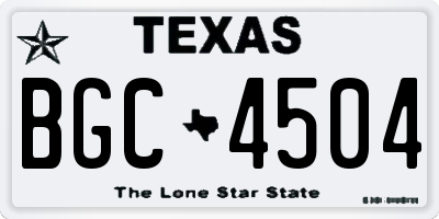 TX license plate BGC4504
