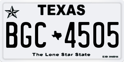 TX license plate BGC4505