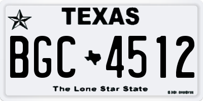 TX license plate BGC4512