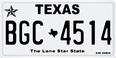 TX license plate BGC4514