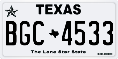 TX license plate BGC4533