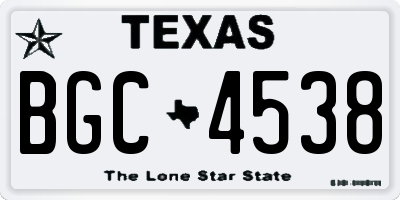 TX license plate BGC4538