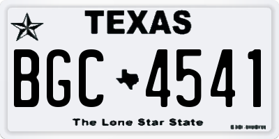 TX license plate BGC4541