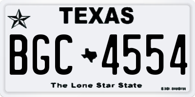 TX license plate BGC4554