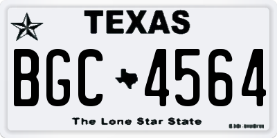 TX license plate BGC4564
