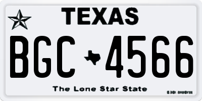 TX license plate BGC4566