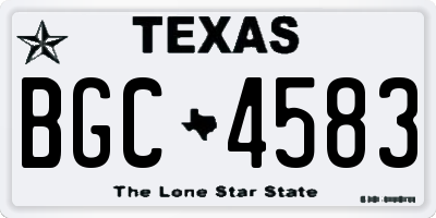 TX license plate BGC4583