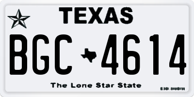 TX license plate BGC4614