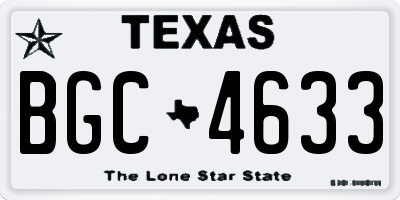 TX license plate BGC4633