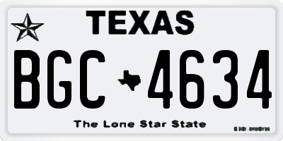 TX license plate BGC4634