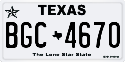 TX license plate BGC4670