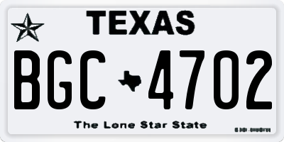 TX license plate BGC4702