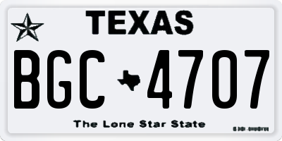 TX license plate BGC4707