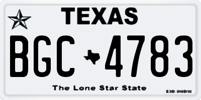 TX license plate BGC4783
