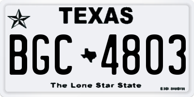 TX license plate BGC4803