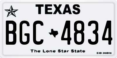 TX license plate BGC4834