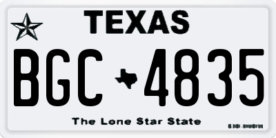 TX license plate BGC4835