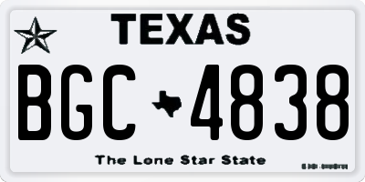 TX license plate BGC4838