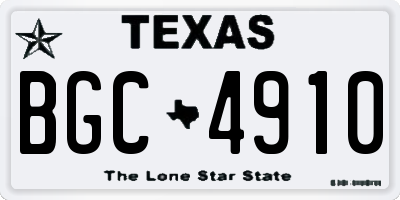TX license plate BGC4910